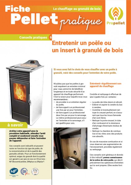 fiche pratique : Entretenir un poêle ou un insert à granulé de bois