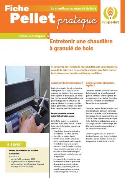 fiche pratique : Entretenir une chaudière à granulé de bois