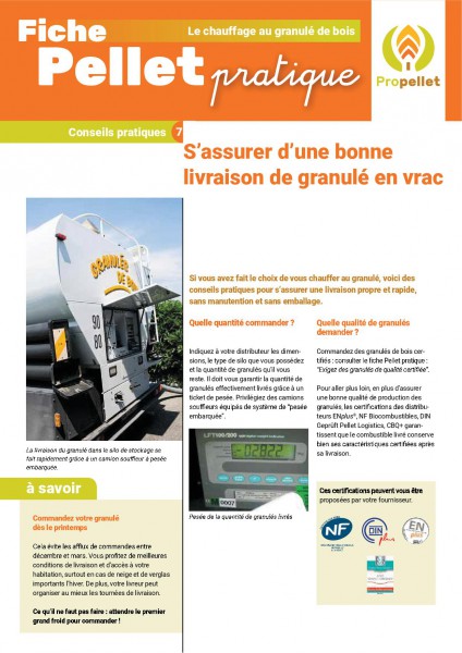 fiche pratique : S'assurer d'une bonne livraison de granulé en vrac